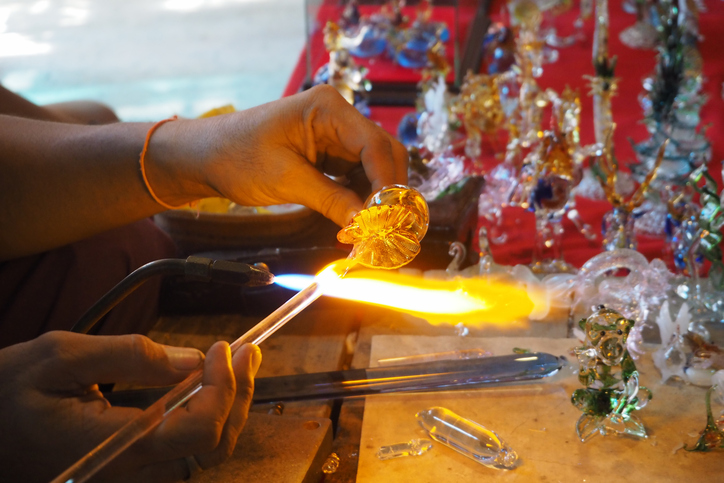 Blowing glass is a technique invented in later years